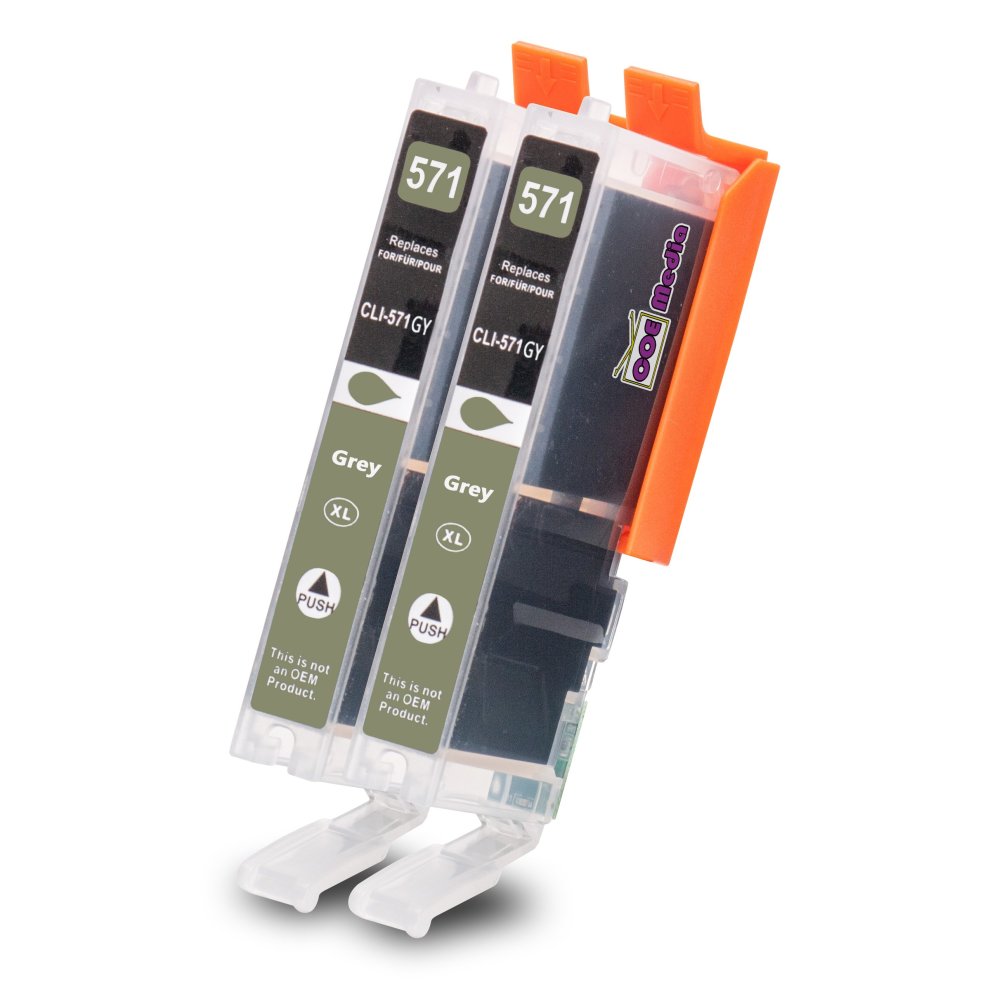 2 Compatible Cartridges for Canon CLI-571GY XL Ink | Includes: 2x Grey (11ml) | Suitable for Pixma MG7750, 7751