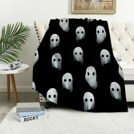 Jiayy Halloween Pink Ghost Blanket 2024 New Ghost Blanket Reversible for Girls Women Kids Super Soft Pink Blankets Cute Ghost Halloween Throw Blanket 