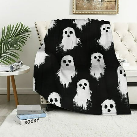 WERPE Ghost Blanket 2024 New Ghost Blanket Reversible for Girls Women Kids Super Soft Pink Blankets Cute Ghost Halloween Throw Blanket for All Seasons