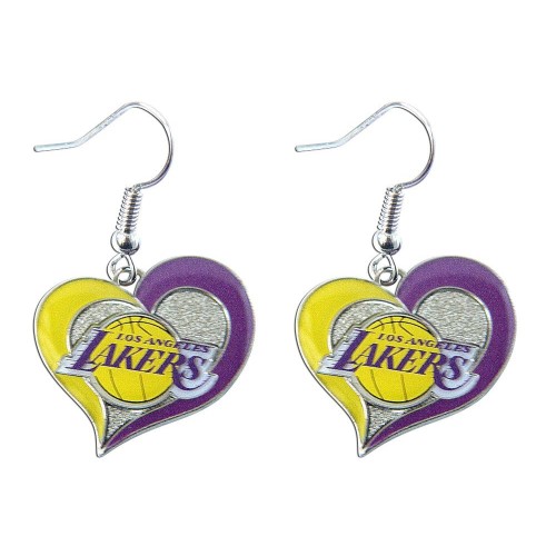 NBA LA LOS Angeles Lakers 3/4  Swirl Heart Shape Sports Team Logo Dangle Earring Set Charm Gift