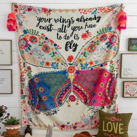 Growsl Blanket Throw Blanket Tapestry Blanket Retro Watercolor Look Super Soft Blanket with Encouraging Words Weighted Blanket Travel Blanket Fleece B