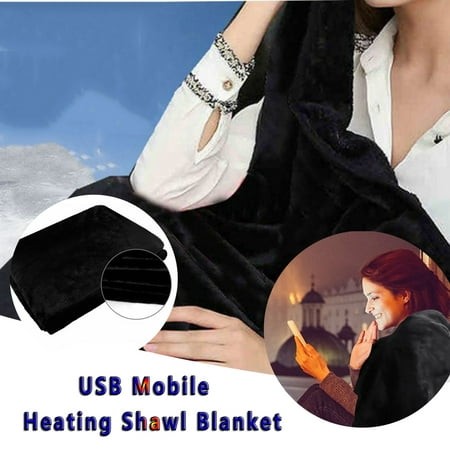 Growsl Air Heater Neck Heating Warming Mobile Shawl Heating Soft Shoulder Pad USB Electric Blanket Small Appliances Black