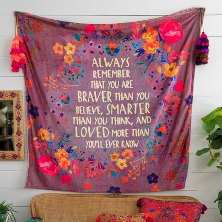 Growsl Blanket Throw Blanket Tapestry Blanket Retro Watercolor Look Super Soft Blanket with Encouraging Words Weighted Blanket Travel Blanket Fleece B