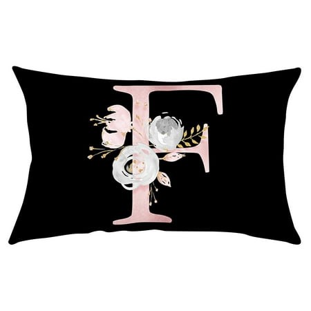 Kgfrsd Pillow Cases Pillow Covers Pillow Covers English Alphabet ANW Floral Pillowcases Black Throw Pillow Case Throw Pillow Covers Pillowcase Home De