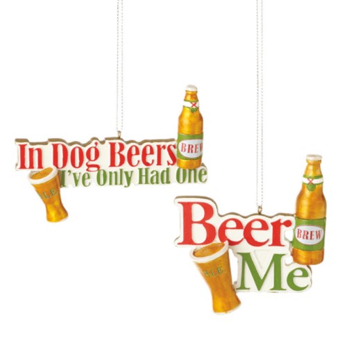 3.5' Happy Hour Golden Brew Ale 'Beer Me' Drinking Christmas Ornament