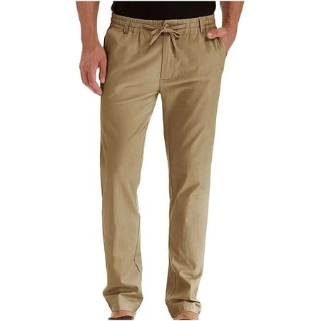 Mens Pants Clearance Men S Business Loose Large Size Elastic Waist Cotton All-match Solid Color