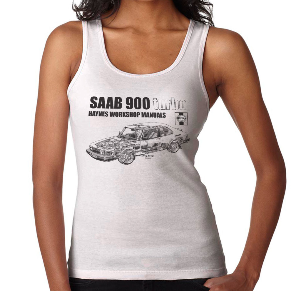 (Large) Haynes Workshop Manual 0765 Saab 900 Turbo Black Women's Vest