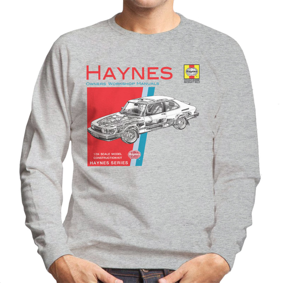 (X-Large, Heather Grey) Haynes Owners Workshop Manual 0765 Saab 900 Turbo Men's Sweatshirt