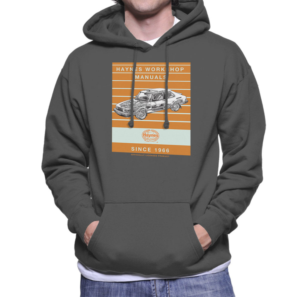 (XX-Large, Charcoal) Haynes Workshop Manual 0765 Saab 900 Turbo Stripe Men's Hooded Sweatshirt