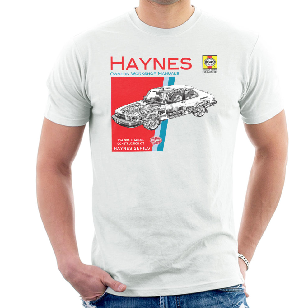 (Large, White) Haynes Owners Workshop Manual 0765 Saab 900 Turbo Men's T-Shirt