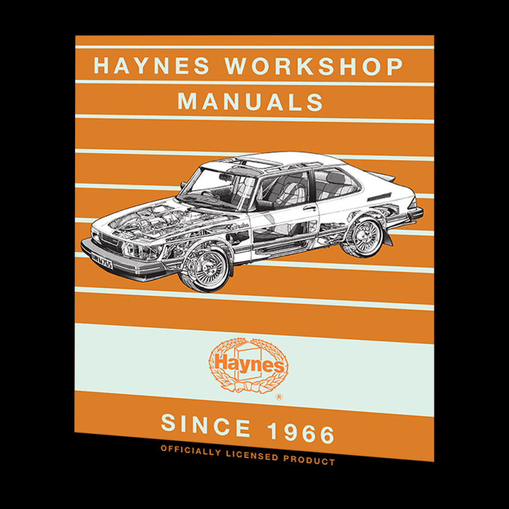 (Large, Black) Haynes Workshop Manual 0765 Saab 900 Turbo Stripe Men's T-Shirt thumbnail
