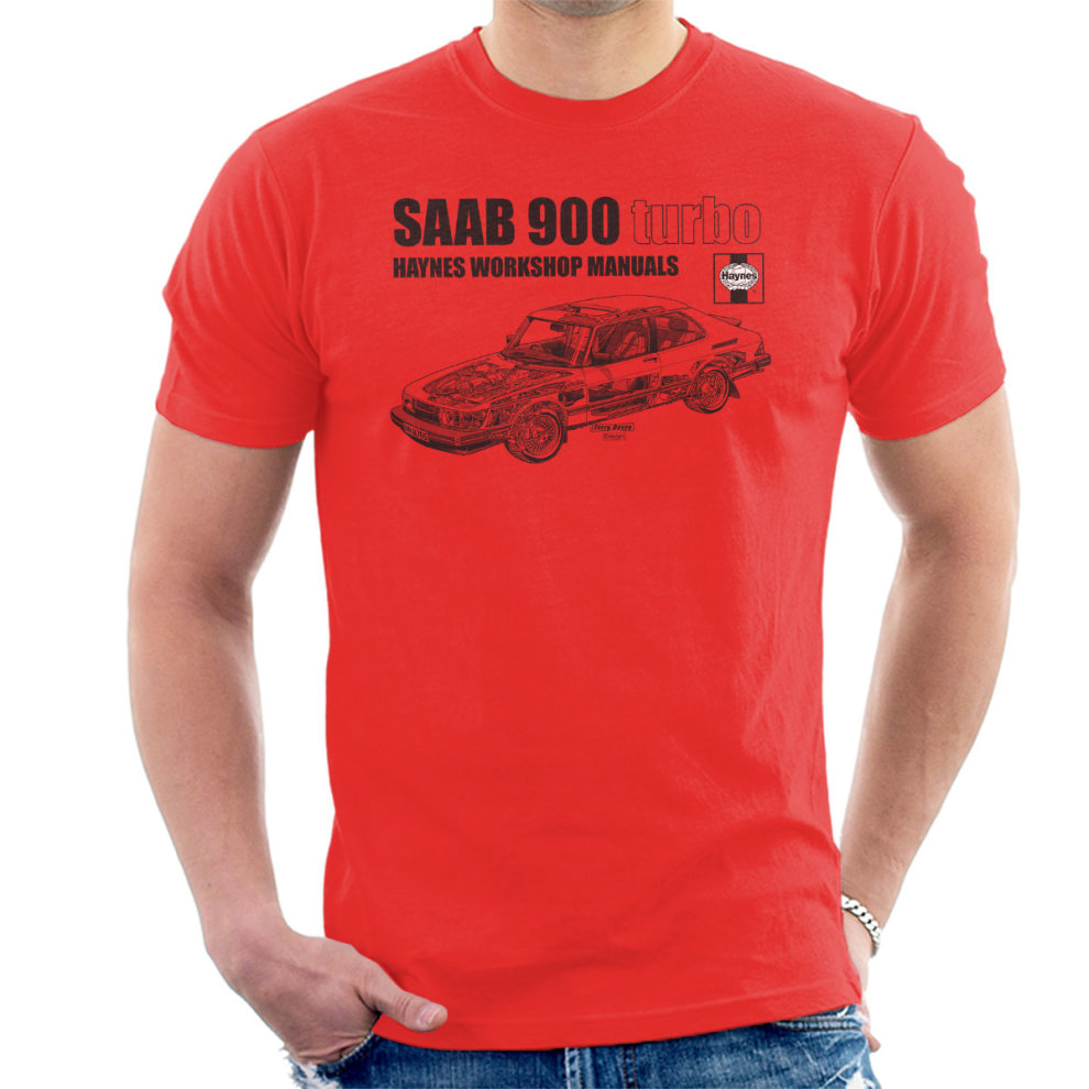 (Medium, Red) Haynes Workshop Manual 0765 Saab 900 Turbo Black Men's T-Shirt