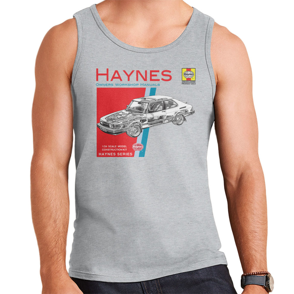 (Medium, Heather Grey) Haynes Owners Workshop Manual 0765 Saab 900 Turbo Men's Vest