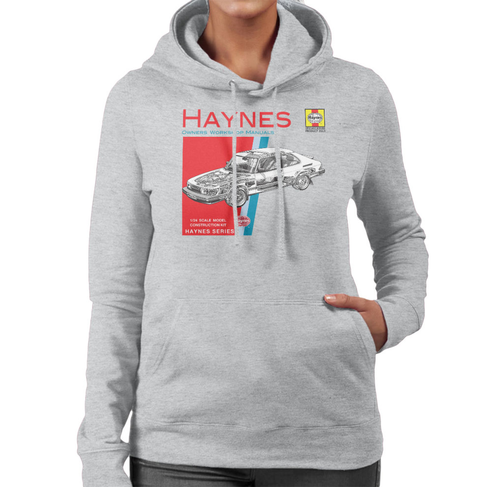 (Medium, Heather Grey) Haynes Owners Workshop Manual 0765 Saab 900 Turbo Women's Hooded Sweatshirt