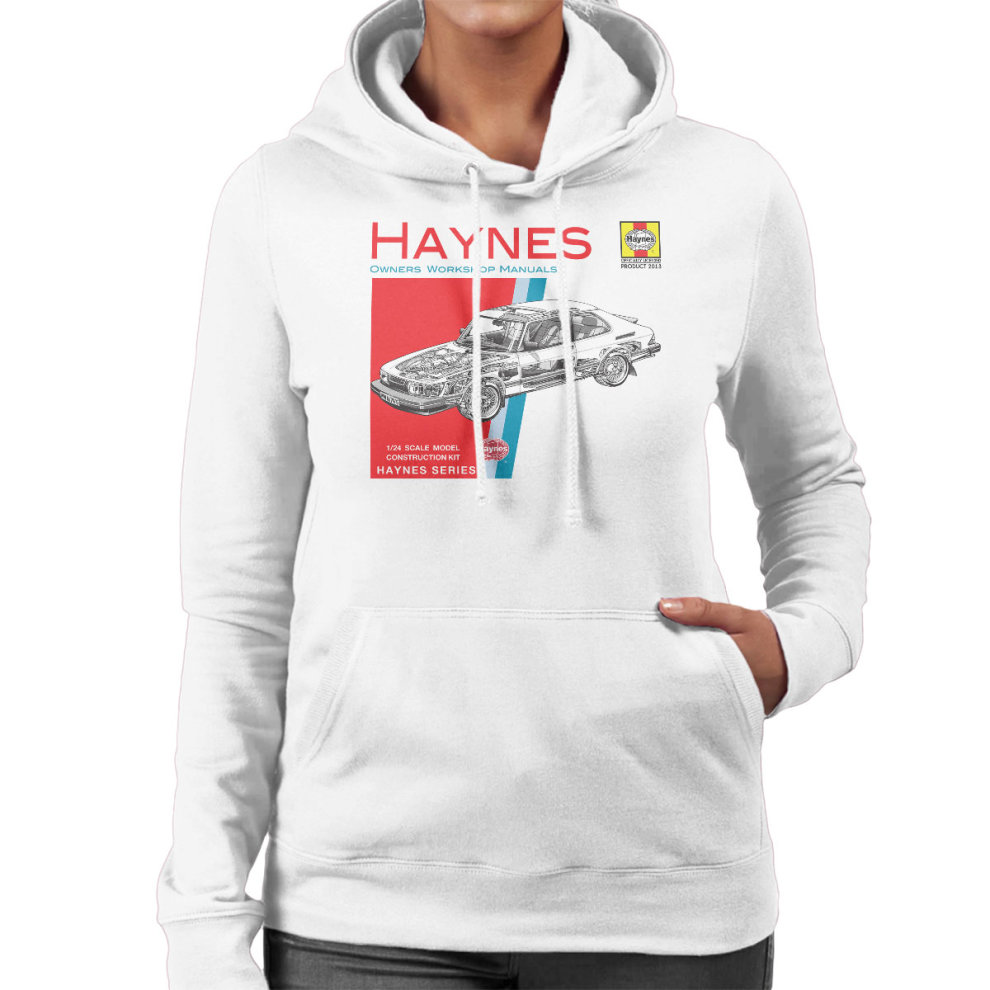 (XX-Large, White) Haynes Owners Workshop Manual 0765 Saab 900 Turbo Women's Hooded Sweatshirt