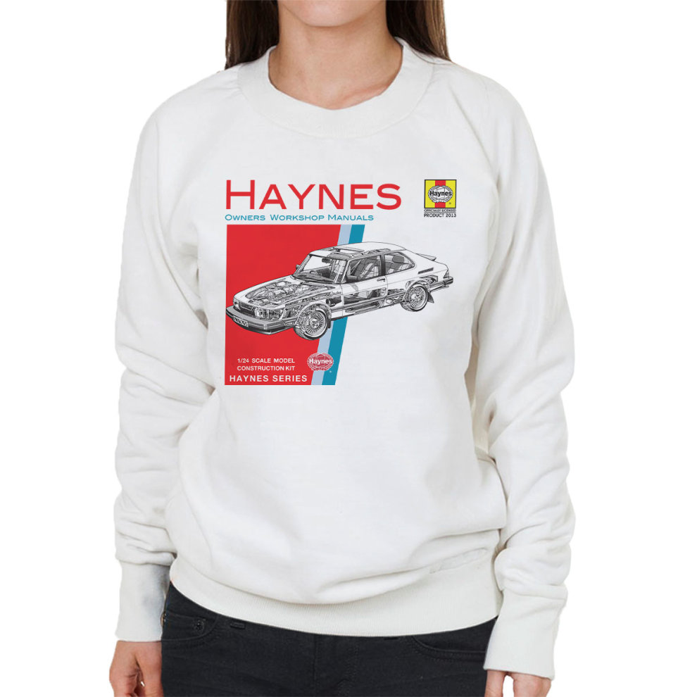 (Medium, White) Haynes Owners Workshop Manual 0765 Saab 900 Turbo Women's Sweatshirt