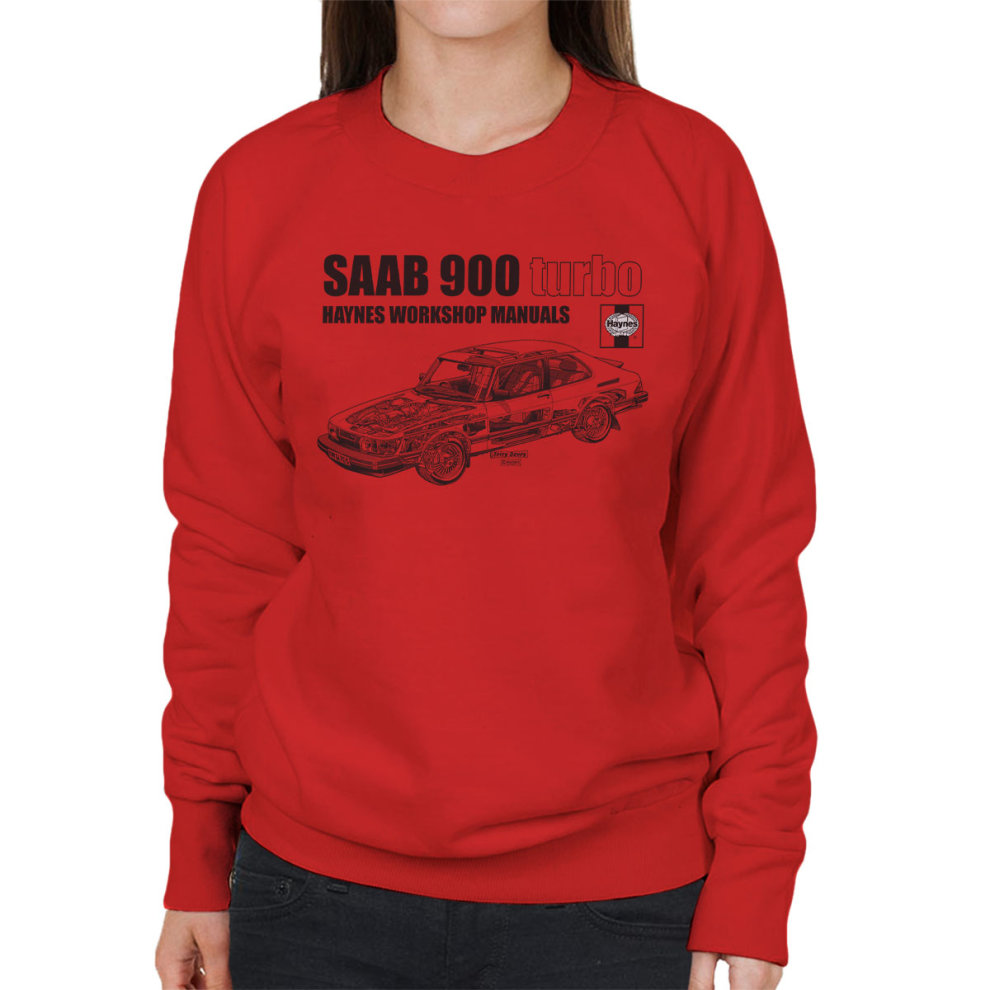 (Small, Red) Haynes Workshop Manual 0765 Saab 900 Turbo Black Women's Sweatshirt