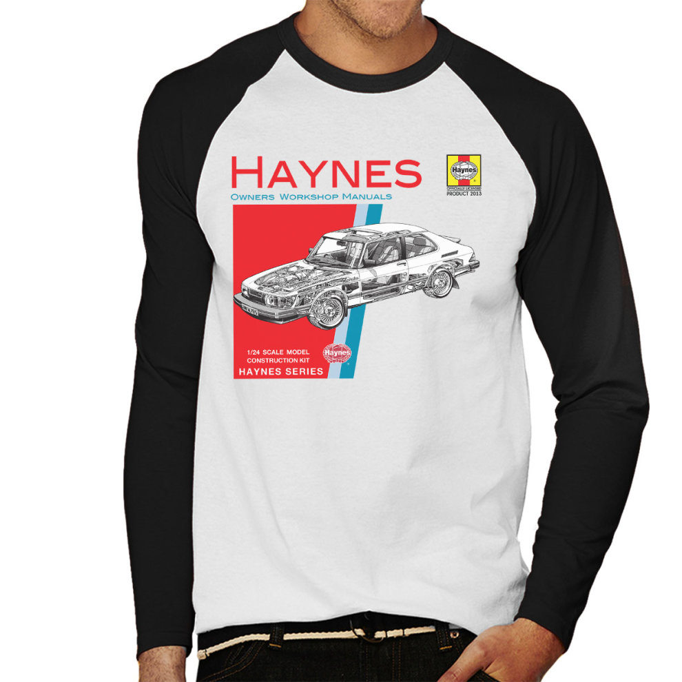 (X-Large) Haynes Owners Workshop Manual 0765 Saab 900 Turbo Men's Baseball Long Sleeved T-Shirt
