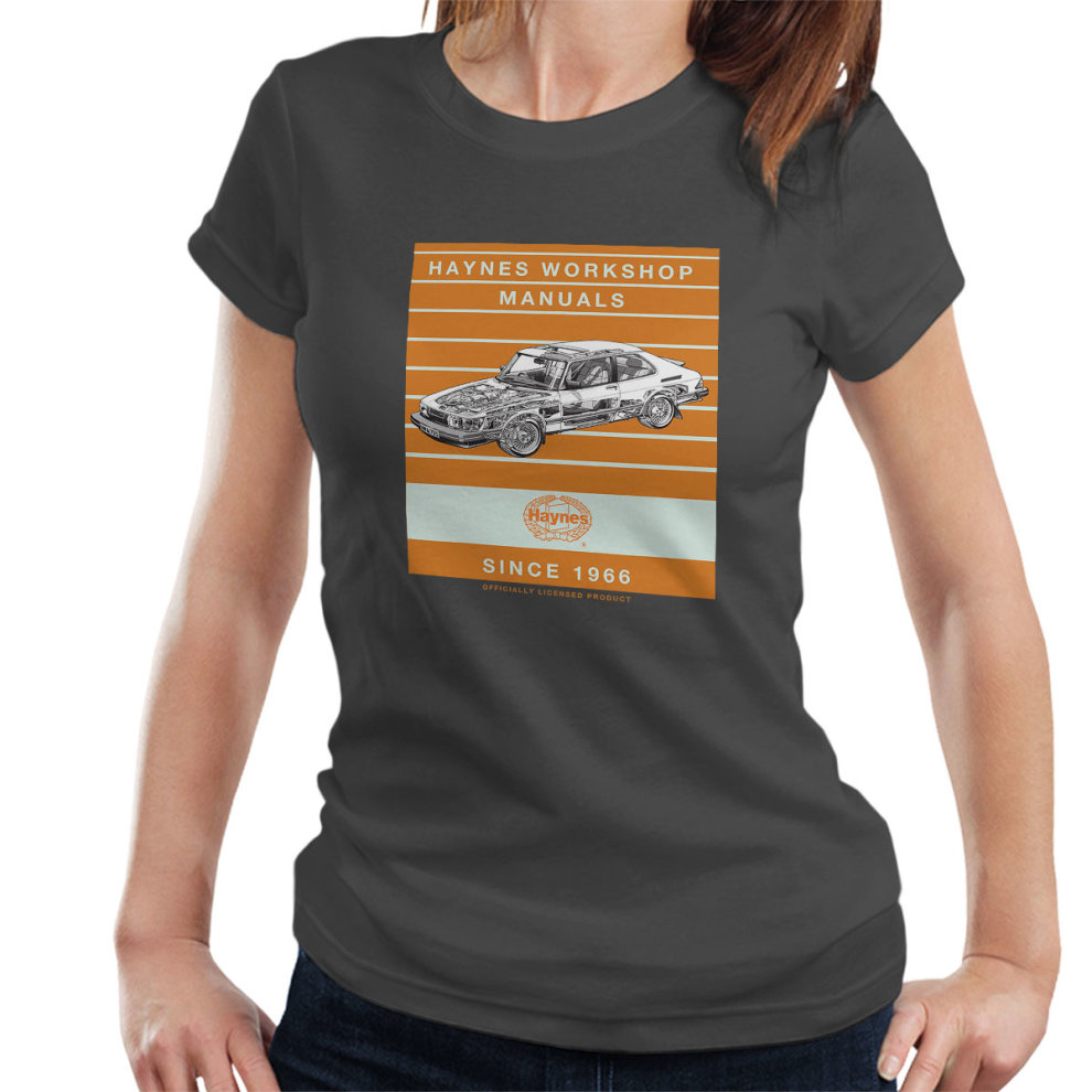 (Small, Charcoal) Haynes Workshop Manual 0765 Saab 900 Turbo Stripe Women's T-Shirt