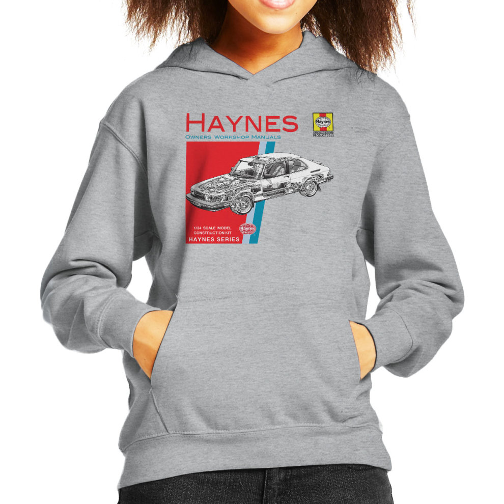 (Small, Heather Grey) Haynes Owners Workshop Manual 0765 Saab 900 Turbo Kid's Hooded Sweatshirt