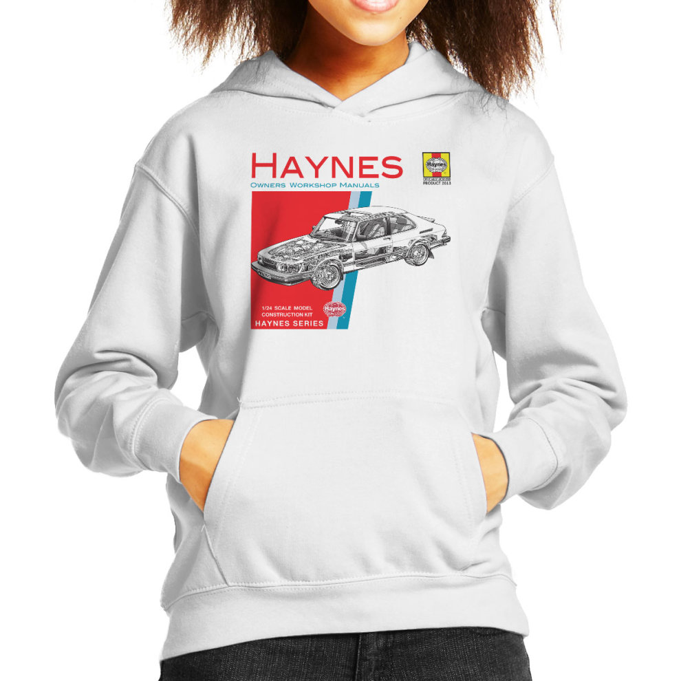 (Large, White) Haynes Owners Workshop Manual 0765 Saab 900 Turbo Kid's Hooded Sweatshirt