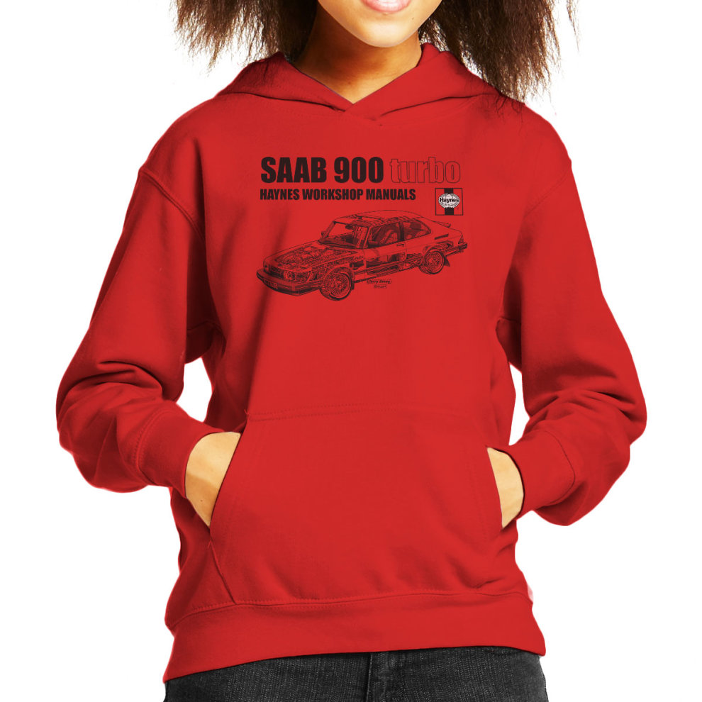 (X-Small, Red) Haynes Workshop Manual 0765 Saab 900 Turbo Black Kid's Hooded Sweatshirt
