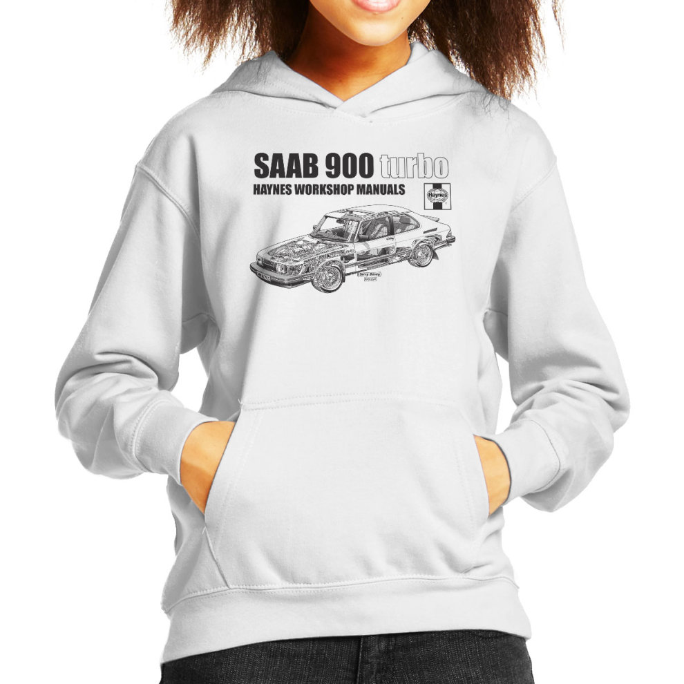 (X-Small, White) Haynes Workshop Manual 0765 Saab 900 Turbo Black Kid's Hooded Sweatshirt