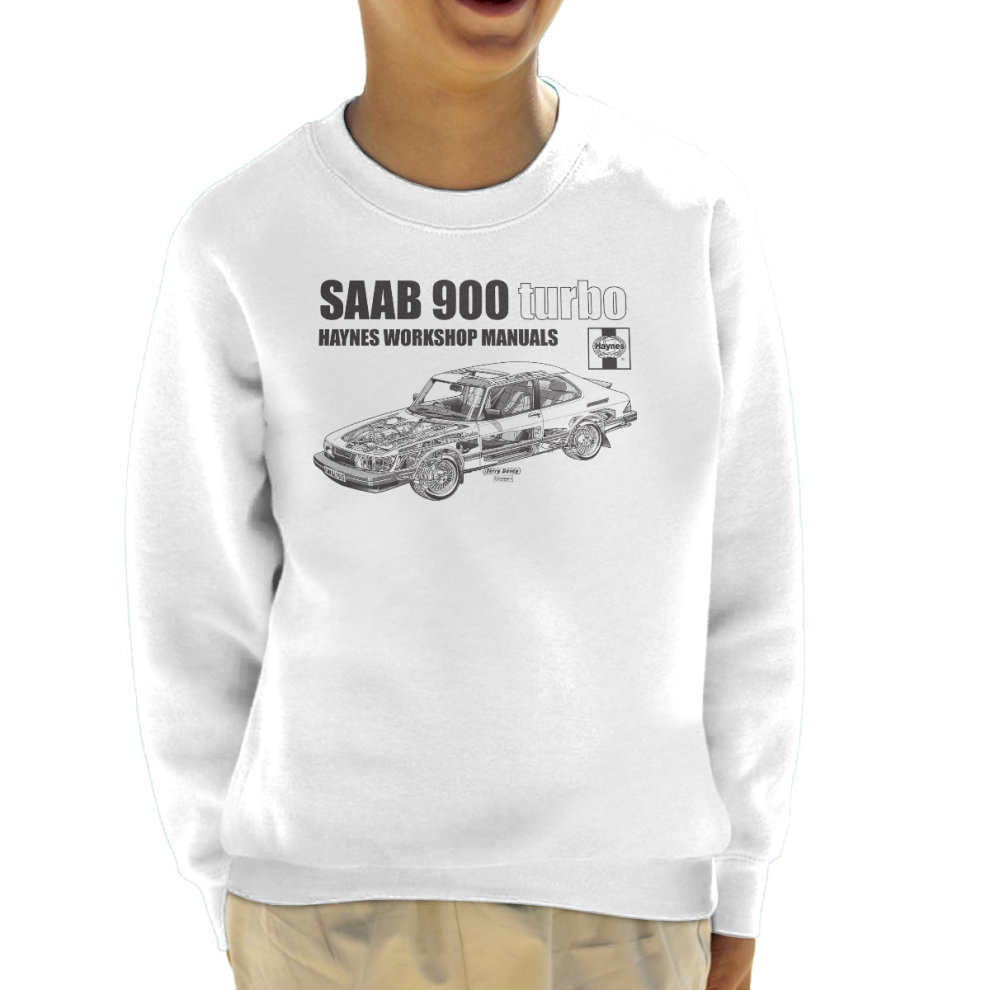 (X-Large, White) Haynes Workshop Manual 0765 Saab 900 Turbo Black Kid's Sweatshirt