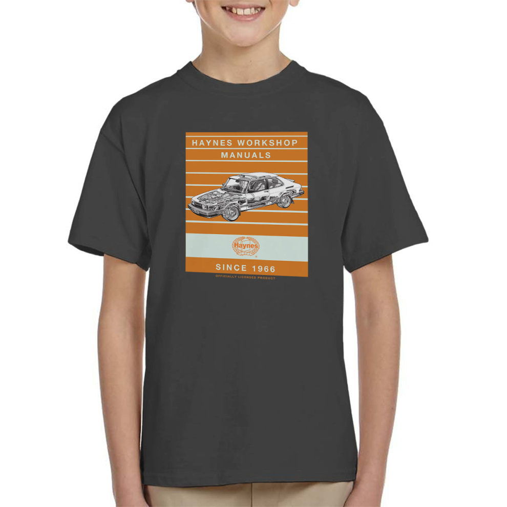 (Medium, Charcoal) Haynes Workshop Manual 0765 Saab 900 Turbo Stripe Kid's T-Shirt
