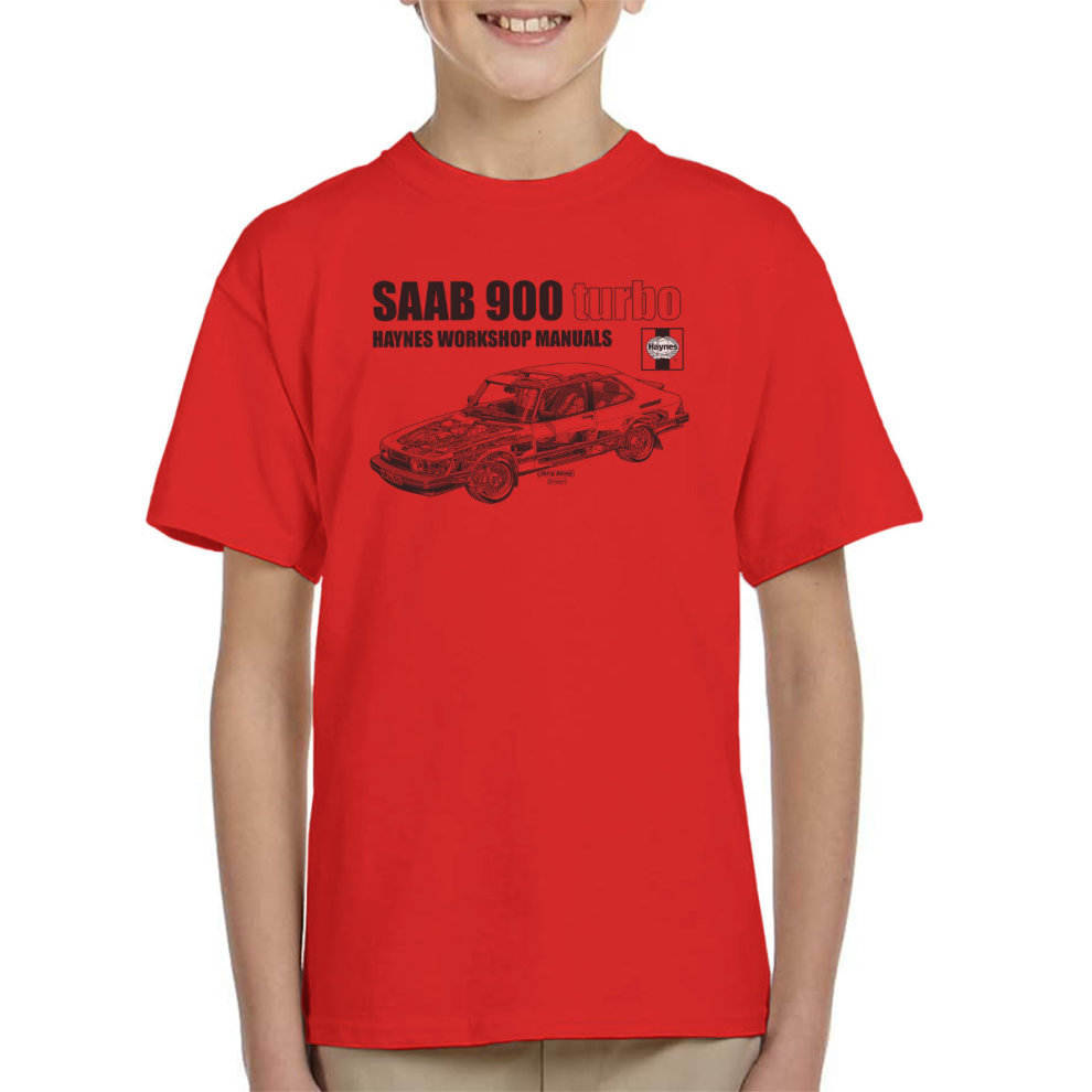 (Large, Red) Haynes Workshop Manual 0765 Saab 900 Turbo Black Kid's T-Shirt