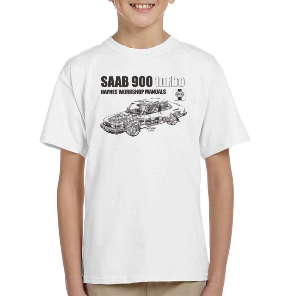 (Medium, White) Haynes Workshop Manual 0765 Saab 900 Turbo Black Kid's T-Shirt