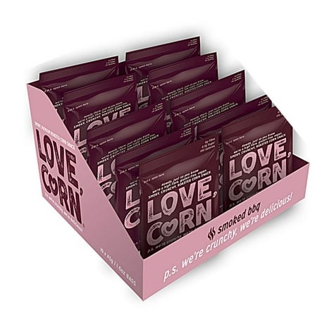Love Corn Roasted Corn Snack Gluten Free Vegan Smoked BBQ - 10 Bags Pack of 4