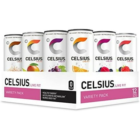 Celsius Essential Energy Drink  12 Fl Oz  Official Variety Pack (Pack of 12)