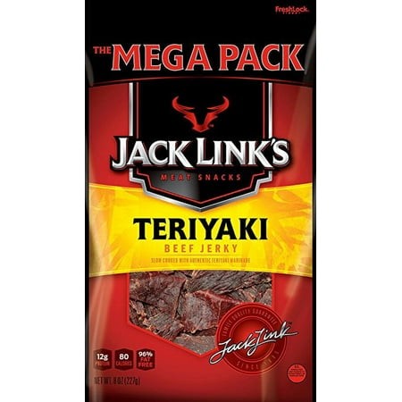 Jack Link S Teriyaki Beef Jerky Meat Snacks Mega Pack  8 Oz. (Pack of 3)