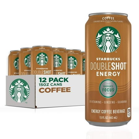 Starbucks RTD Energy Drink  Doubleshot Energy Drink  Coffee  Guarana  Vitamin B  Ginseng  15 Oz Cans (12 Pack)