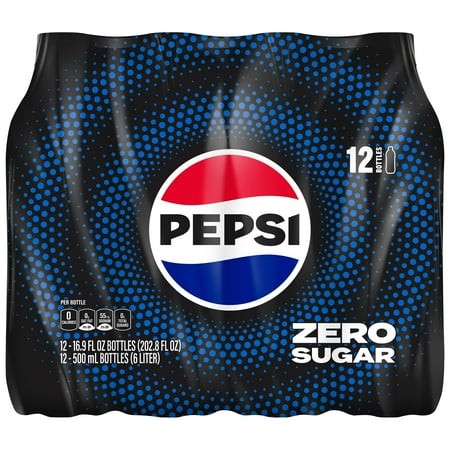 Pepsi Cola Zero Sugar Soda Pop  16.9 Fl Oz  12 Pack Bottles