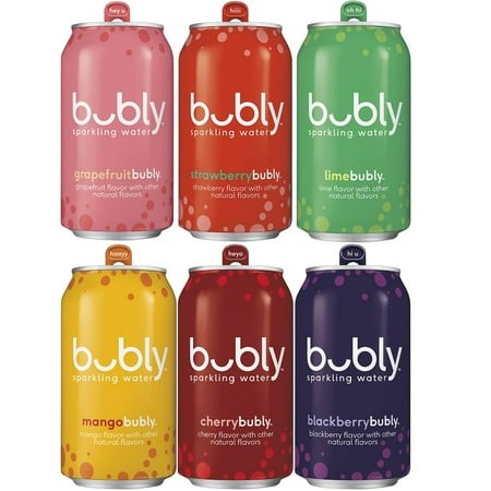 Bubly Sparkling Water  6 Flavor Variety Pack  12 Fl Oz Cans (18 Pack)  Zero Calories & Zero Sugar