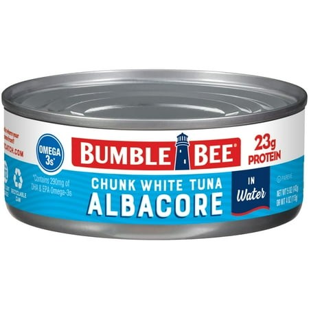 Bumble Bee Chunk White Albacore Tuna in Water  5 Oz Can - Wild Caught Tuna - 20g Protein per Serving - Non-GMO Project Verified  Gluten Free  Kosher -