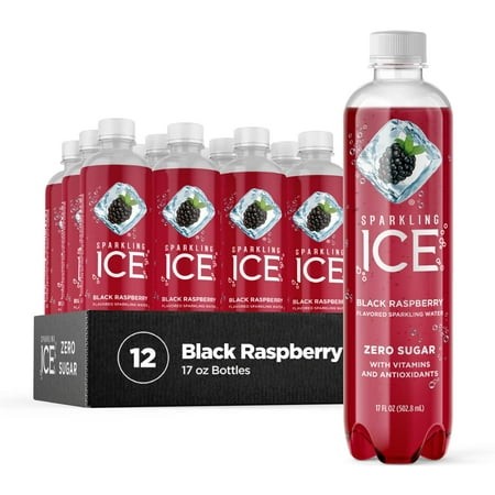 Sparkling ICE  Black Raspberry Sparkling Water  Zero Sugar Flavored Water  with Vitamins and Antioxidants  Low Calorie Beverage  17 Fl Oz Bottles (Pac