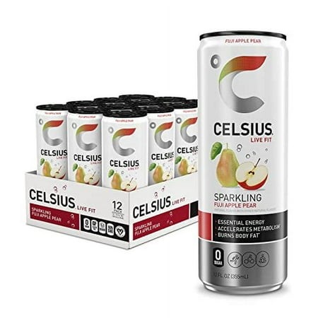 CELSIUS Sparkling Fuji Apple Pear  Functional Essential Energy Drink 12 Fl Oz (Pack of 12)