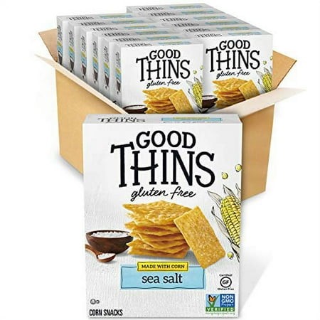 Good Thins Sea Salt Corn & Rice Snacks Gluten Free Crackers  3.5 Oz - Pack of 12