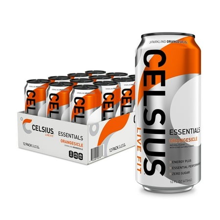 CELSIUS ESSENTIALS  Sparkling Orangesicle  Performance Energy Drink 16 Fl Oz (Pack of 12)
