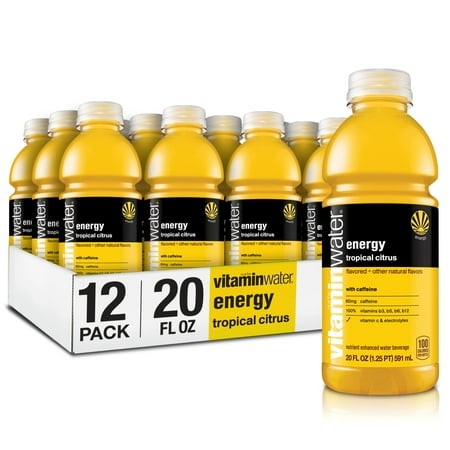 Vitaminwater Energy Electrolyte Enhanced Water W/ Vitamins  Tropical Citrus Drinks  20 Fl Oz  12 Pack