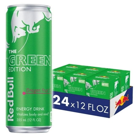 Red Bull Green Edition Dragon Fruit Energy Drink  12 Fl Oz  24 Cans (6 Packs of 4)