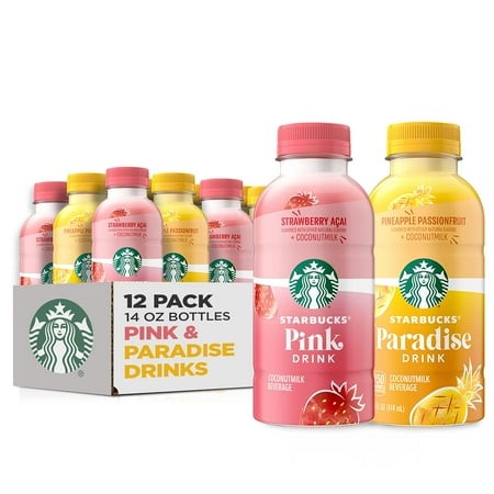 Starbucks Pink & Paradise Drink  2 Flavor Variety Pack  Coconut Milk  14Oz Bottles (12 Pack)