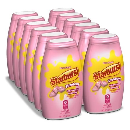 Starburst Liquid Water Enhancer  1.62 Fl. Oz. Bottle (12 Pack) – Strawberry – Low Calorie  Zero Sugar Drink Enhancer  1 Bottle Makes 24 8Oz. Servi
