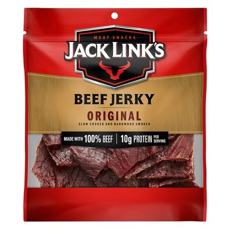 Jack Link S Beef Jerky  Original Flavor  2.85 Oz. - Flavorful Meat Snack  10G of Protein and 80 Calories  Made with Premium Beef - 95 Percent Fat Free