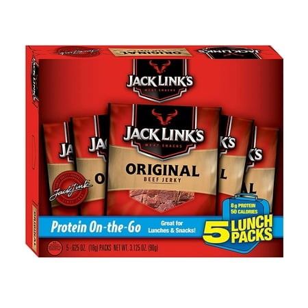 Jack Link S Beef Jerky 5 Count Multipack  Original  5  0.625 Oz. Bags - Flavorful Meat Snack for Lunches  Ready to Eat - 7G of Protein  Made with 100%