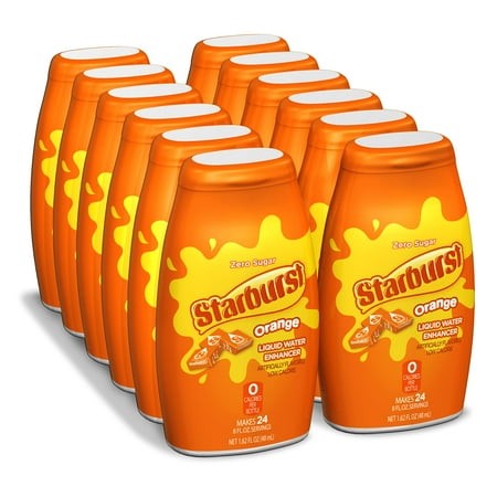 Starburst  Liquid Water Enhancer 1.62 Fl. Oz. Bottle Pack – Orange – Low Calorie Zero Sugar Drink Enhancer Bottle Makes 24 8Oz. Servings Convenien