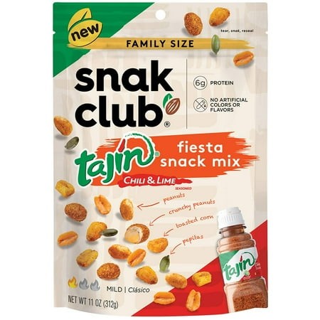 Snak Club Tajin Fiesta Snack Mix  Chili & Lime Flavored Peanuts  Pepitas & Corn  Crunchy Snacks  Mild in Heat Bold in Flavor  11Oz Resealable Bag